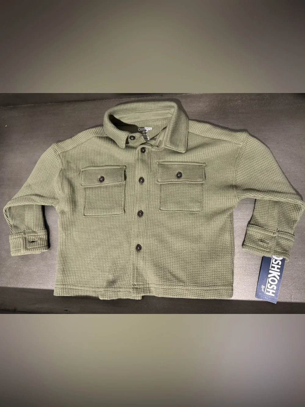 Oshkosh Bigosh Army Green Waffle Button-Up